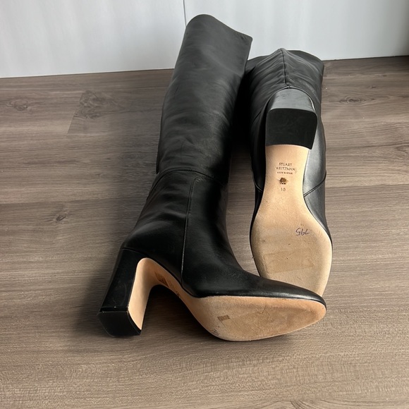 Stuart Weitzman size 10M soft genuine black leather made in Spain knee hi boots - Picture 12 of 16